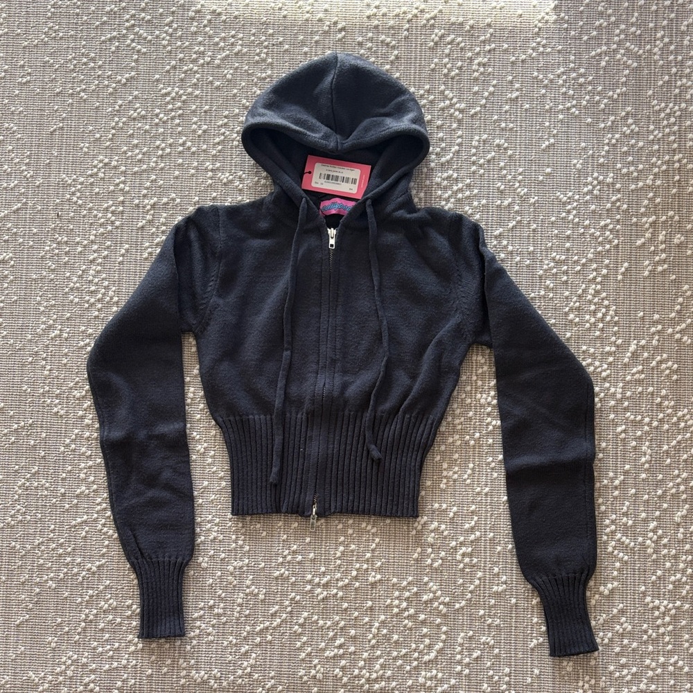 Edikted Cropped Knitted Hooded Cardigan